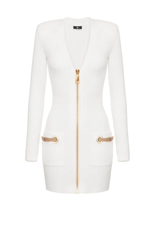 Viscose mini-dress with straps on the pockets - Elisabetta Franchi® Outlet