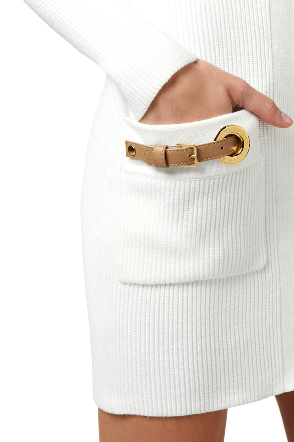 Viscose mini-dress with straps on the pockets - Elisabetta Franchi® Outlet