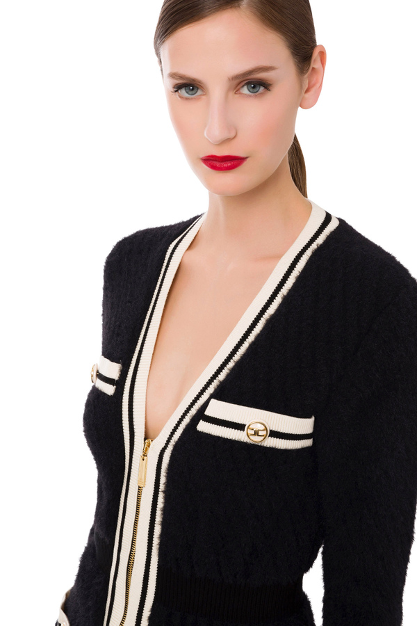 Mini-robe en tricot avec zip et couleurs contrastées - Elisabetta Franchi® Outlet
