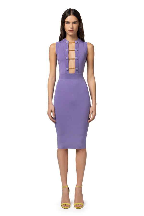 Viscose midi-dress with cufflink buttons - Elisabetta Franchi® Outlet