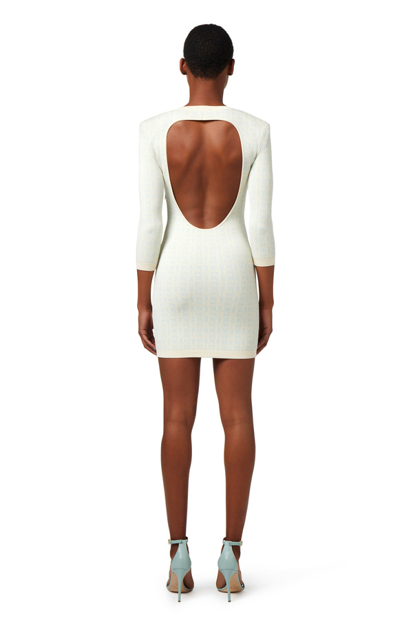 Mini-robe en viscose jacquard avec hublot dans le dos - Elisabetta Franchi® Outlet