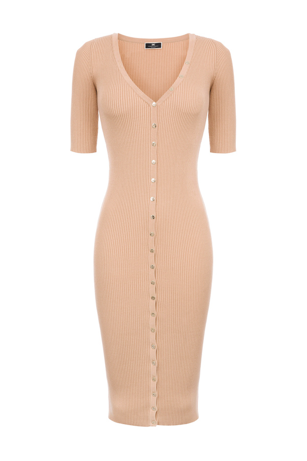 Calf-length dress with V-neck - Elisabetta Franchi® Outlet