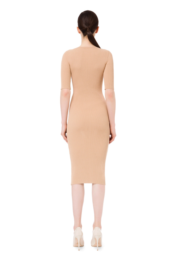 Calf-length dress with V-neck - Elisabetta Franchi® Outlet