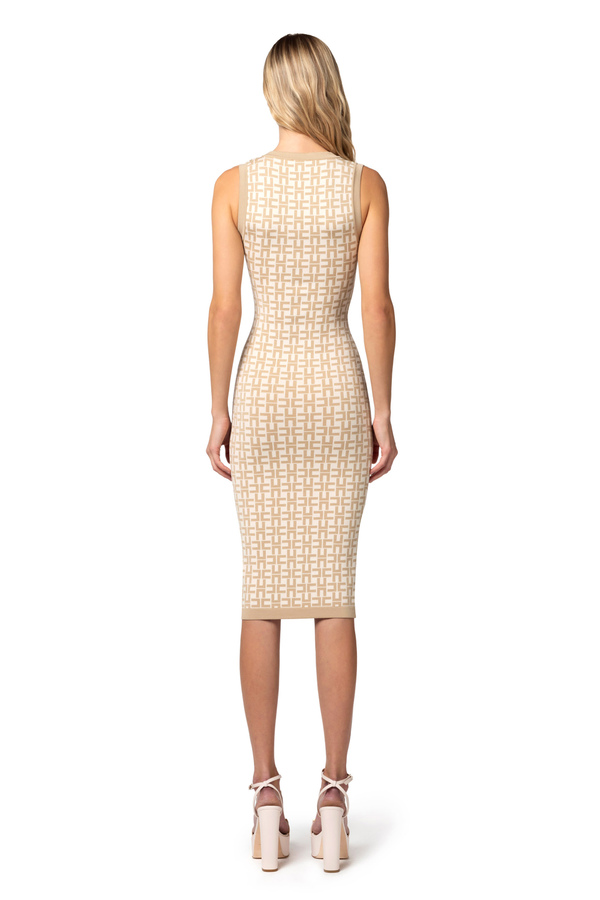 Midi dress in jacquard viscose fabric with buttons - Elisabetta Franchi® Outlet