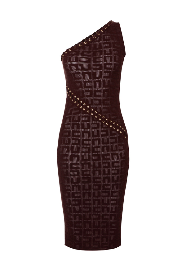 Calf-length dress with net stitch logo - Elisabetta Franchi® Outlet