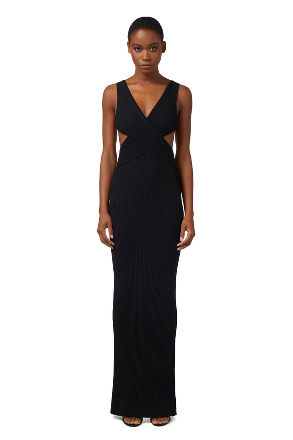 Red Carpet-Kleid aus Viskose in Rippoptik mit Cut-out am Rücken - Elisabetta Franchi® Outlet