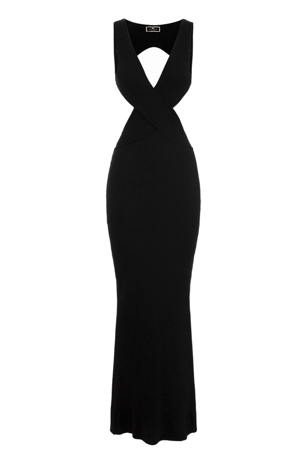 Red Carpet-Kleid aus Viskose in Rippoptik mit Cut-out am Rücken - Elisabetta Franchi® Outlet