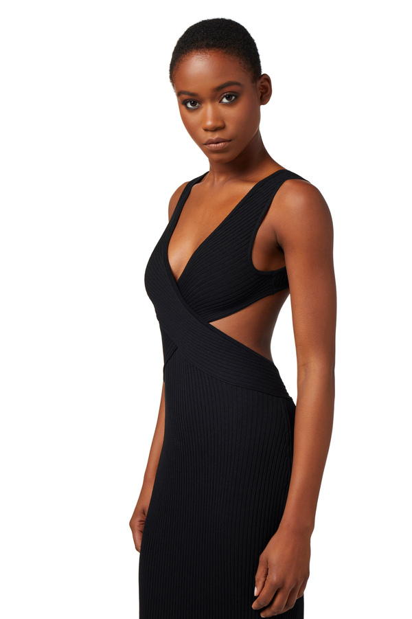 Red Carpet-Kleid aus Viskose in Rippoptik mit Cut-out am Rücken - Elisabetta Franchi® Outlet