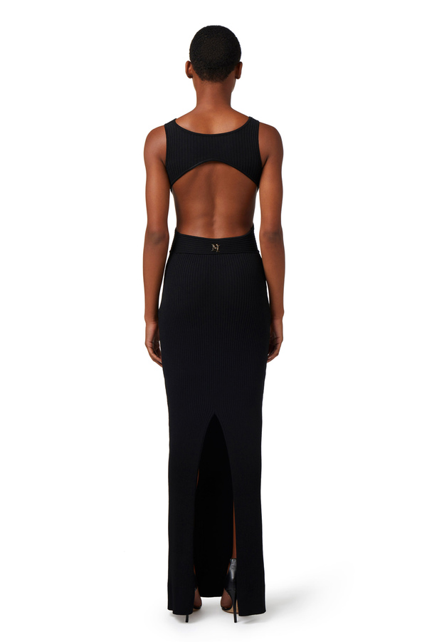 Red Carpet-Kleid aus Viskose in Rippoptik mit Cut-out am Rücken - Elisabetta Franchi® Outlet