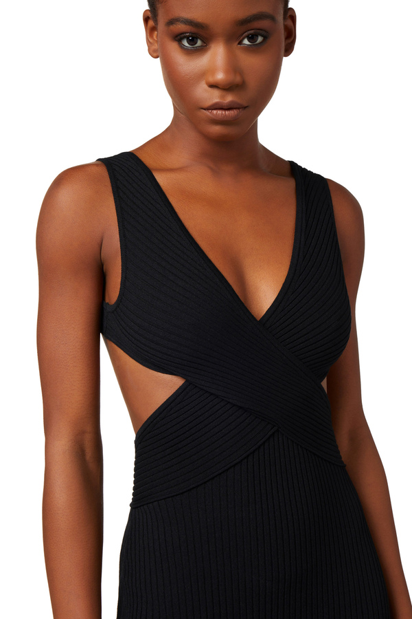 Red Carpet-Kleid aus Viskose in Rippoptik mit Cut-out am Rücken - Elisabetta Franchi® Outlet
