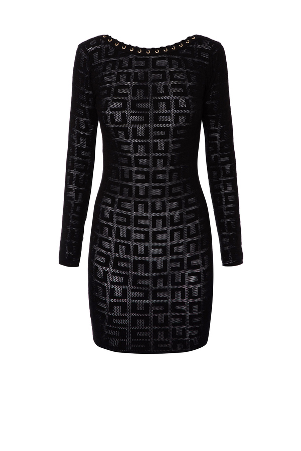 Logo mini dress in net stitch - Elisabetta Franchi® Outlet