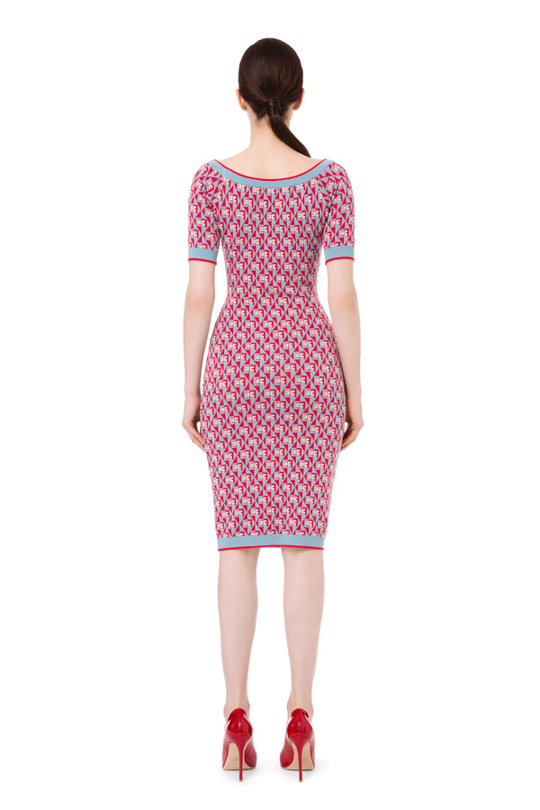Midi-Kleid aus Jacquard mit Lettering - Elisabetta Franchi® Outlet