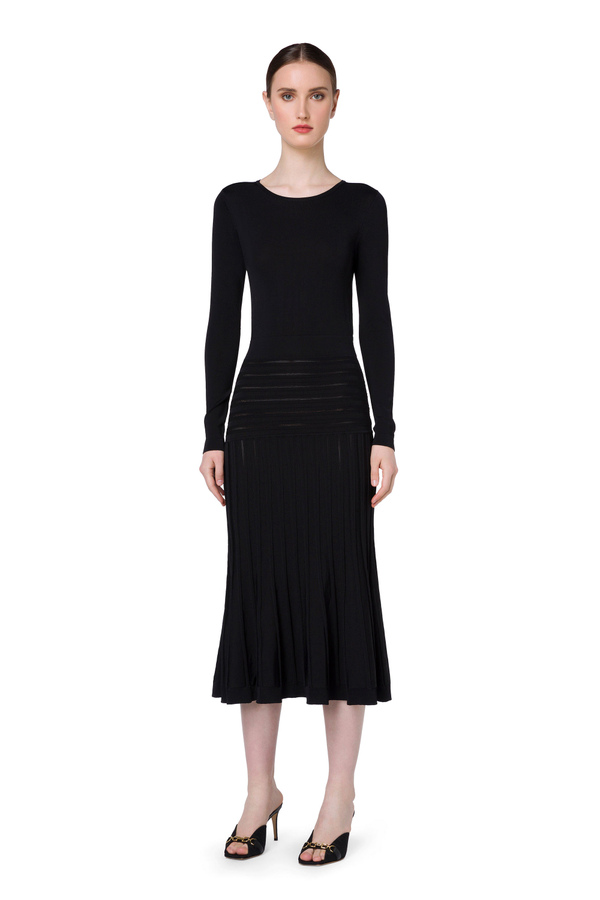 Elisabetta Franchi calf-length dress with a flared skirt - Elisabetta Franchi® Outlet