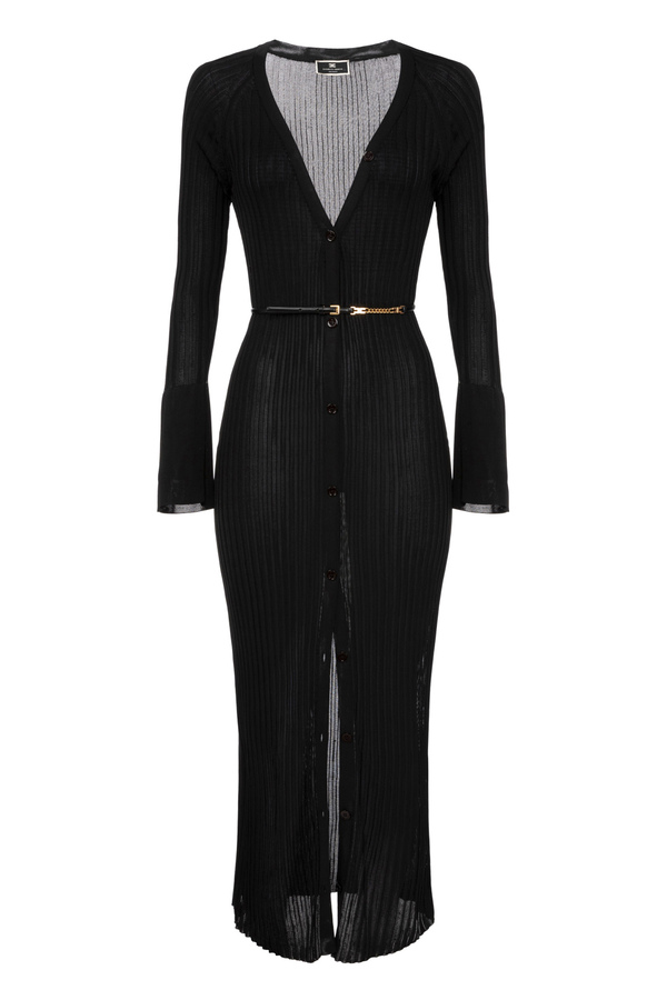 Shiny viscose ribbed midi dress - Elisabetta Franchi® Outlet
