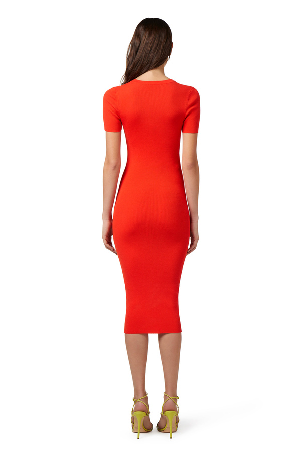 Midi dress in ribbed viscose fabric with necklace - Elisabetta Franchi® Outlet