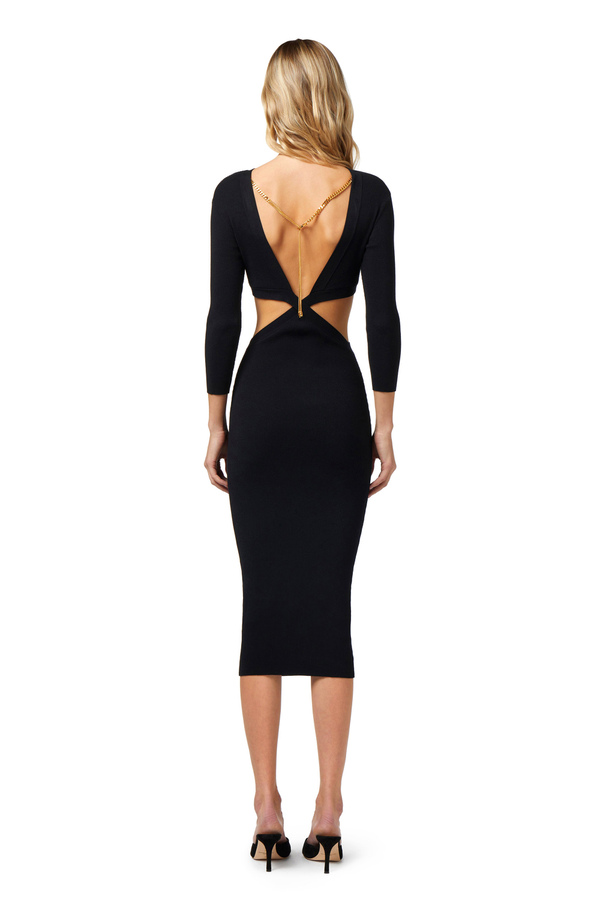 Midi dress in ribbed viscose fabric with cut-out - Elisabetta Franchi® Outlet