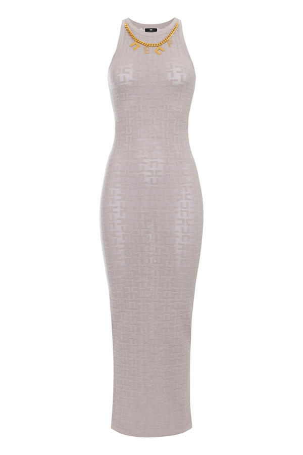 Openwork knit viscose long dress - Elisabetta Franchi® Outlet