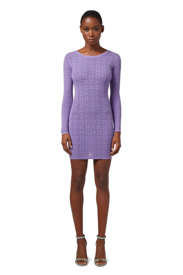 Openwork knit viscose mini-dress - Elisabetta Franchi® Outlet
