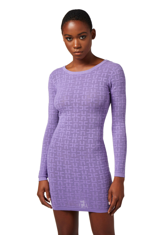 Openwork knit viscose mini-dress - Elisabetta Franchi® Outlet
