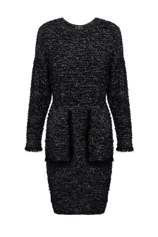 Dress in tweed fabric with maxi ruffles - Elisabetta Franchi® Outlet