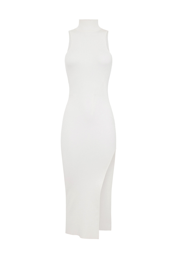 Midi dress in ribbed viscose fabric with back cut-out - Elisabetta Franchi® Outlet