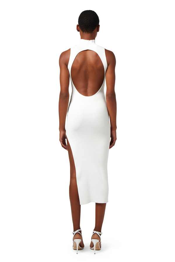Midi dress in ribbed viscose fabric with back cut-out - Elisabetta Franchi® Outlet