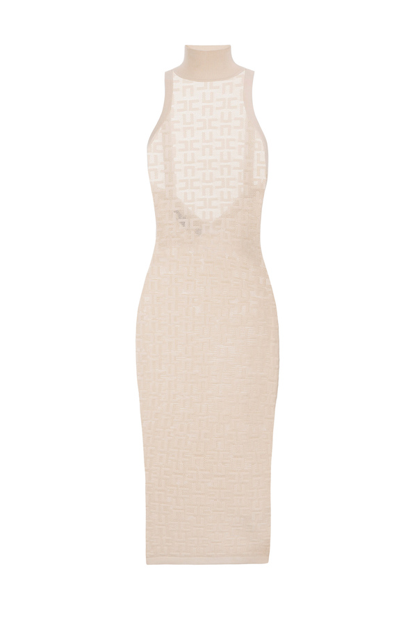 Openwork knit viscose midi dress - Elisabetta Franchi® Outlet