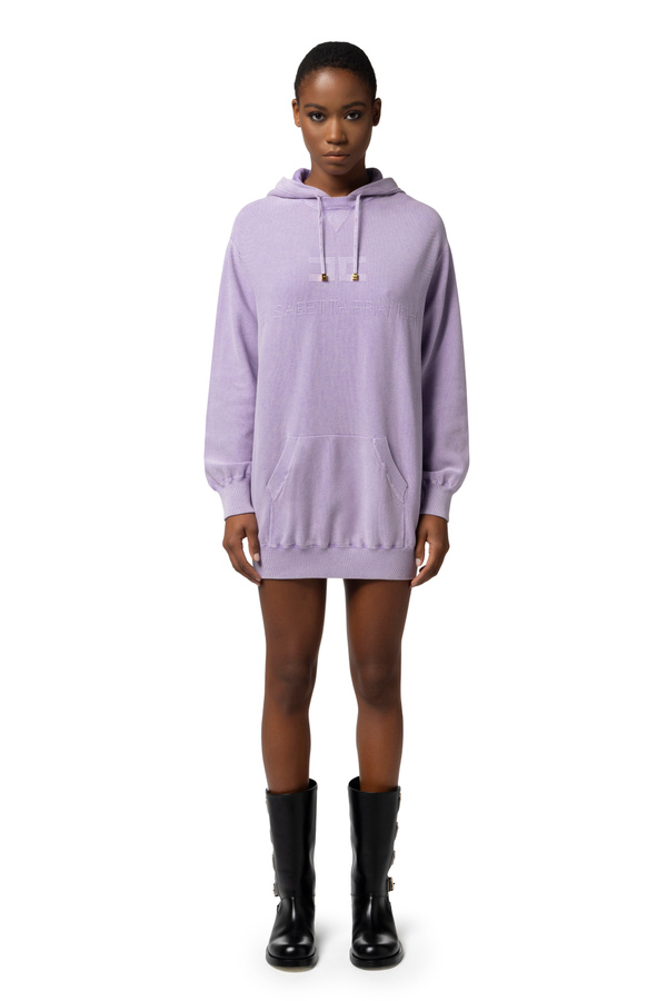 Cotton stone wash sweatshirt dress - Elisabetta Franchi® Outlet