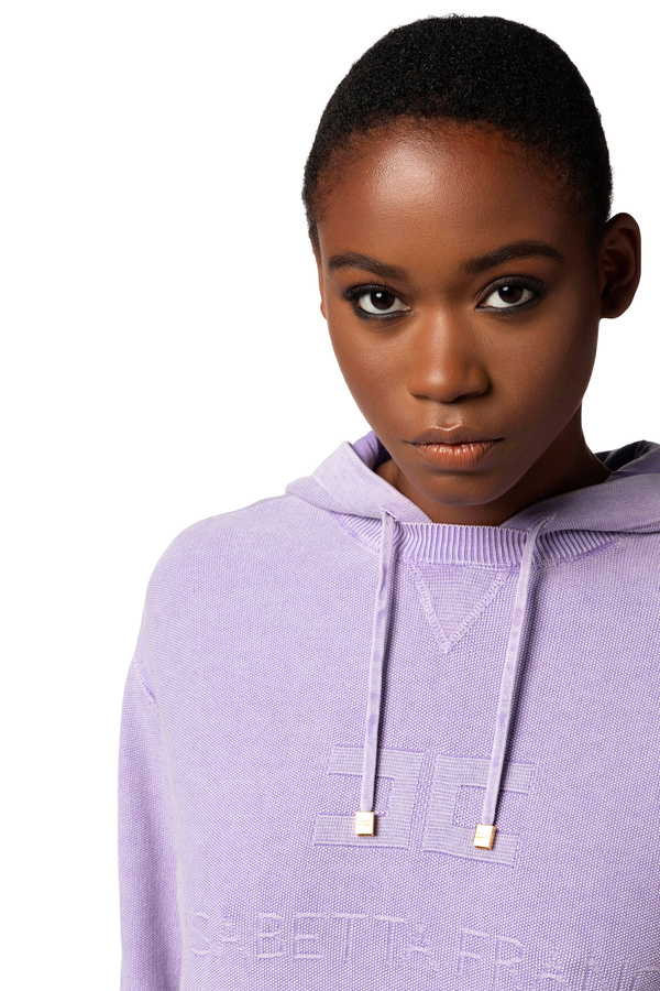 Cotton stone wash sweatshirt dress - Elisabetta Franchi® Outlet