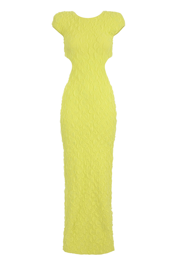 Red carpet dress in embossed viscose - Elisabetta Franchi® Outlet
