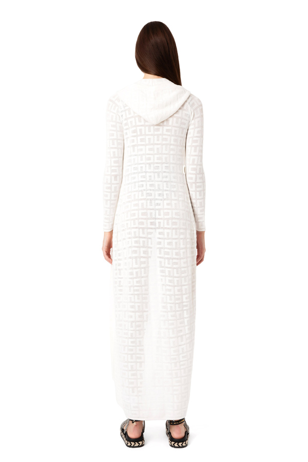 Kleid mit Bindegürtel und Logo im Netzstich - Elisabetta Franchi® Outlet