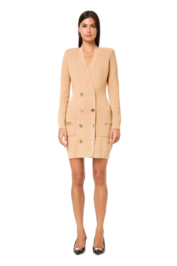 Robe manteau dress with round elements - Elisabetta Franchi® Outlet