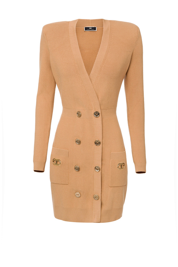 Robe manteau dress with round elements - Elisabetta Franchi® Outlet