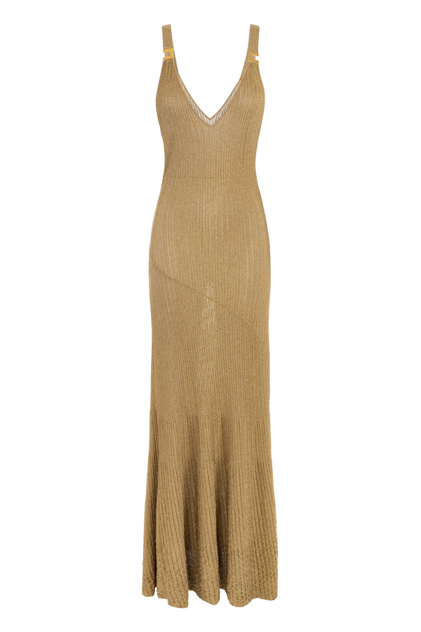 Red carpet dress in metallic viscose - Elisabetta Franchi® Outlet