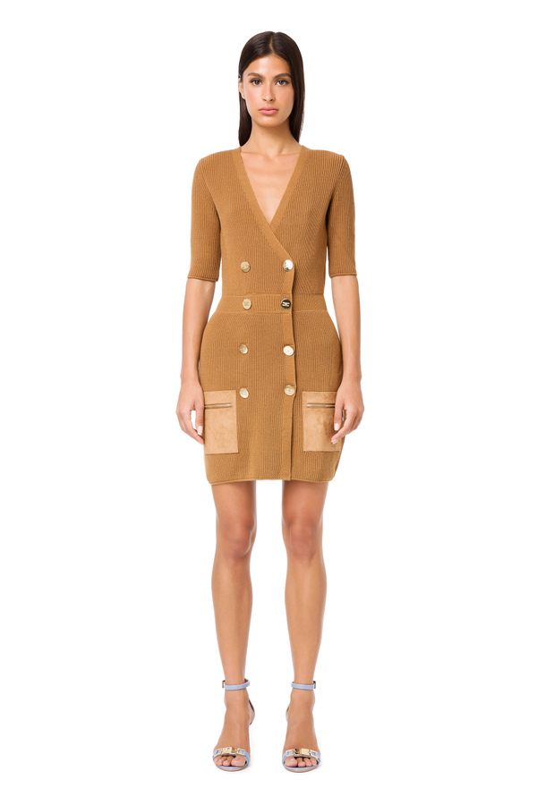 Robe manteau dress with short sleeves - Elisabetta Franchi® Outlet