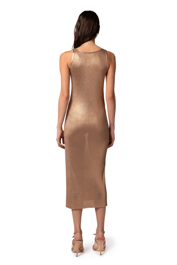 Midi dress in laminated viscose fabric with charms - Elisabetta Franchi® Outlet