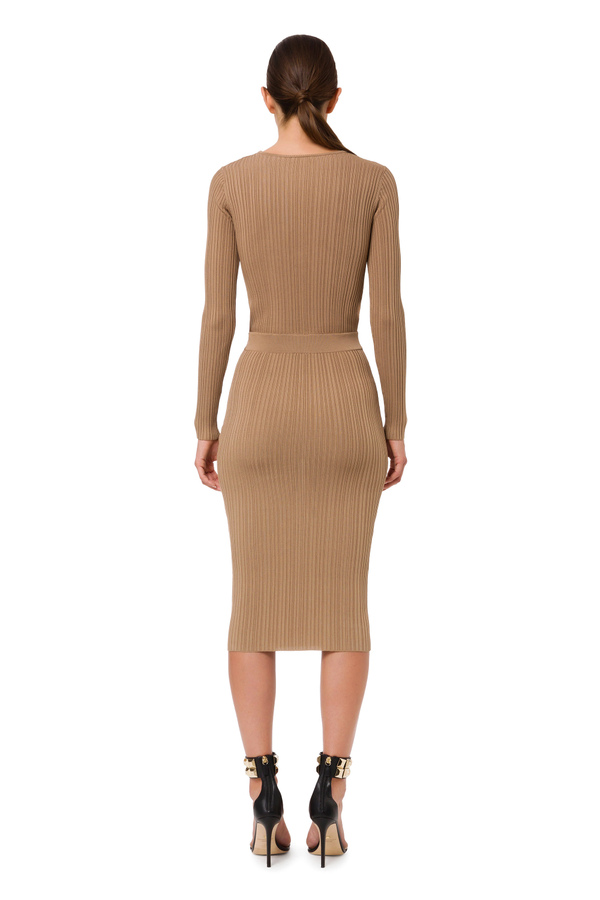 Dress in knit fabric with stone accessory - Elisabetta Franchi® Outlet