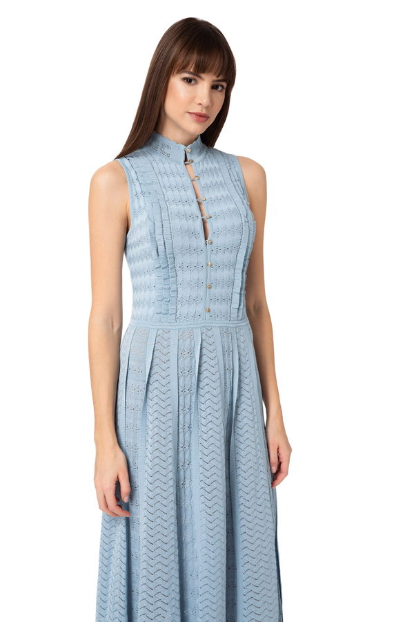 Dress with collar in lace stitch - Elisabetta Franchi® Outlet
