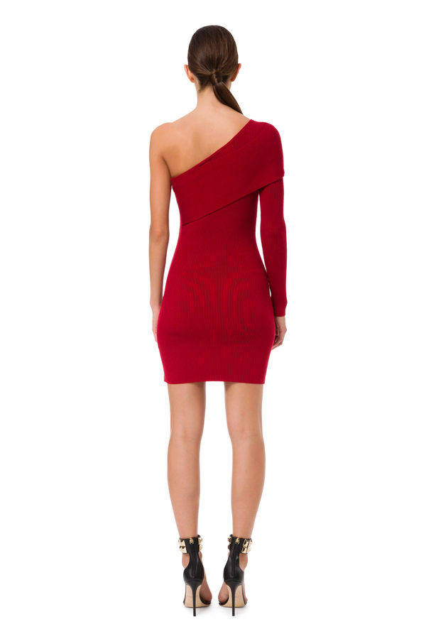 Asymmetrisches Kleid mit seitlichem Reißverschluss - Elisabetta Franchi® Outlet