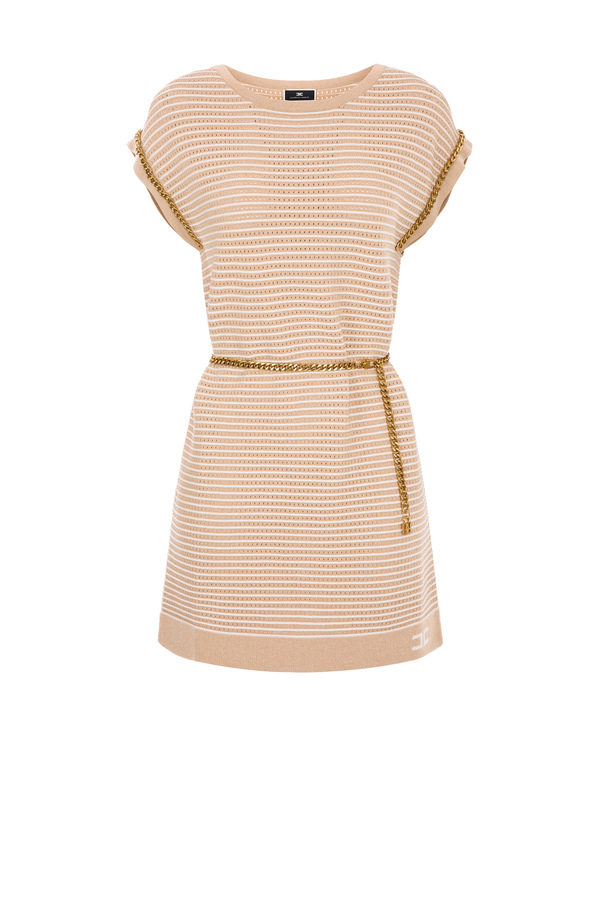 Boxy dress with gold chain - Elisabetta Franchi® Outlet