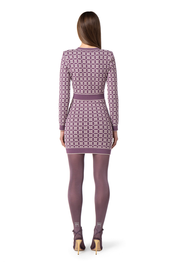 Mini-dress in jacquard knit with logo - Elisabetta Franchi® Outlet