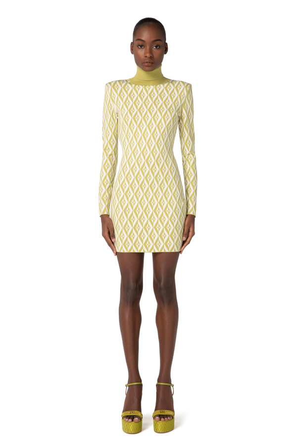 Diamond-patterned knit mini-dress - Elisabetta Franchi® Outlet