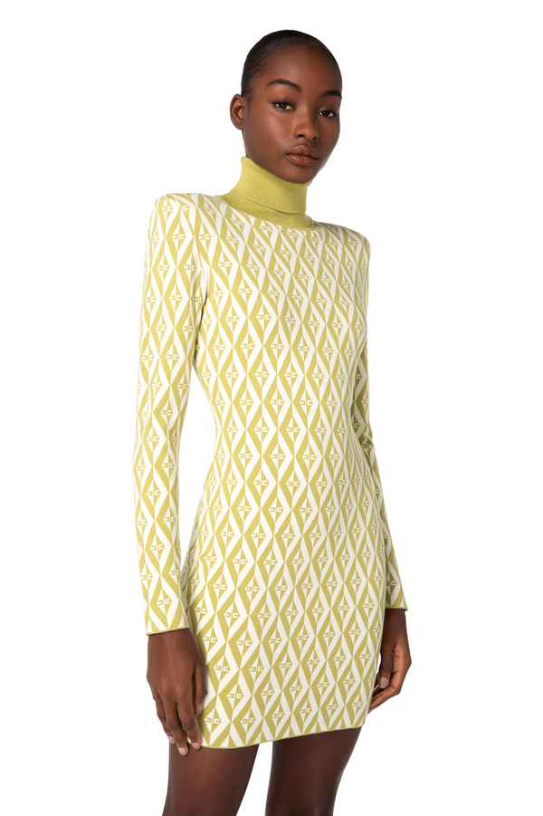 Diamond-patterned knit mini-dress - Elisabetta Franchi® Outlet