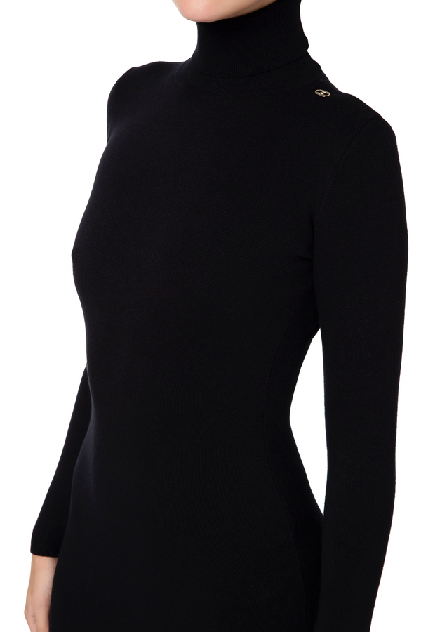 Midi dress in knit fabric with turtle-neck - Elisabetta Franchi® Outlet