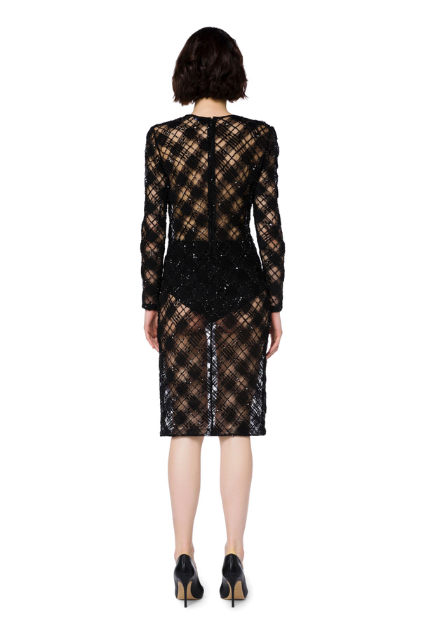 Tartan effect full sequin dress - Elisabetta Franchi® Outlet