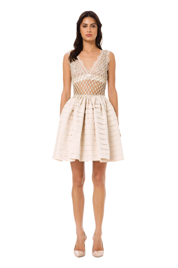 Mini dress with mesh top - Elisabetta Franchi® Outlet
