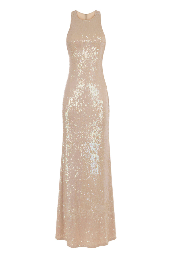 Red carpet dress in jersey with sequins - Elisabetta Franchi® Outlet