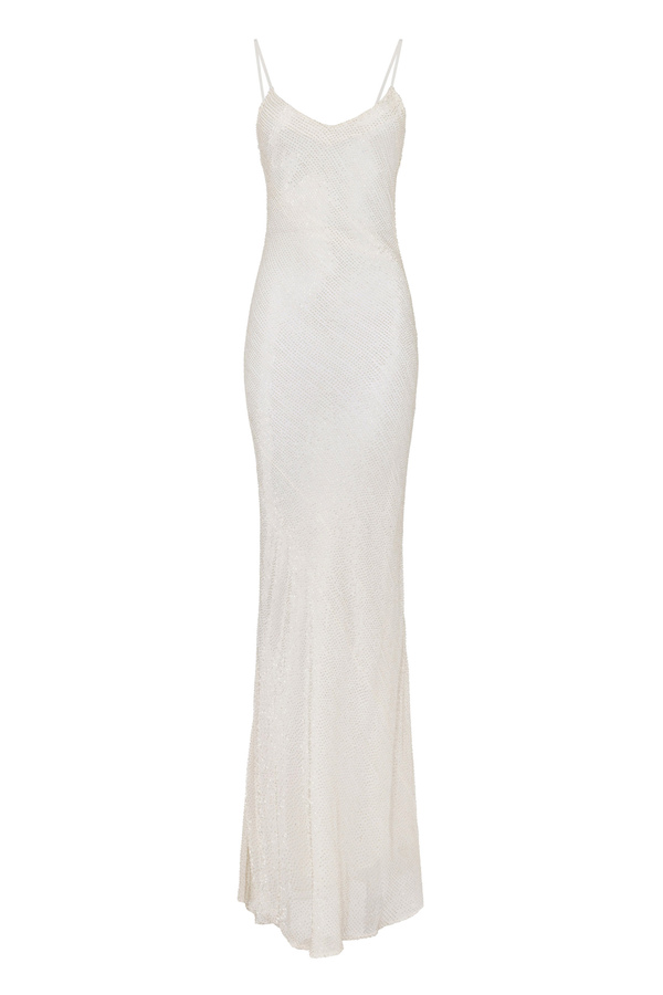 Red carpet dress in embroidered georgette - Elisabetta Franchi® Outlet