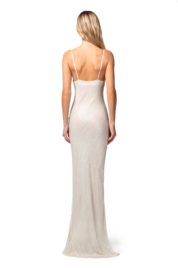 Red carpet dress in embroidered georgette - Elisabetta Franchi® Outlet