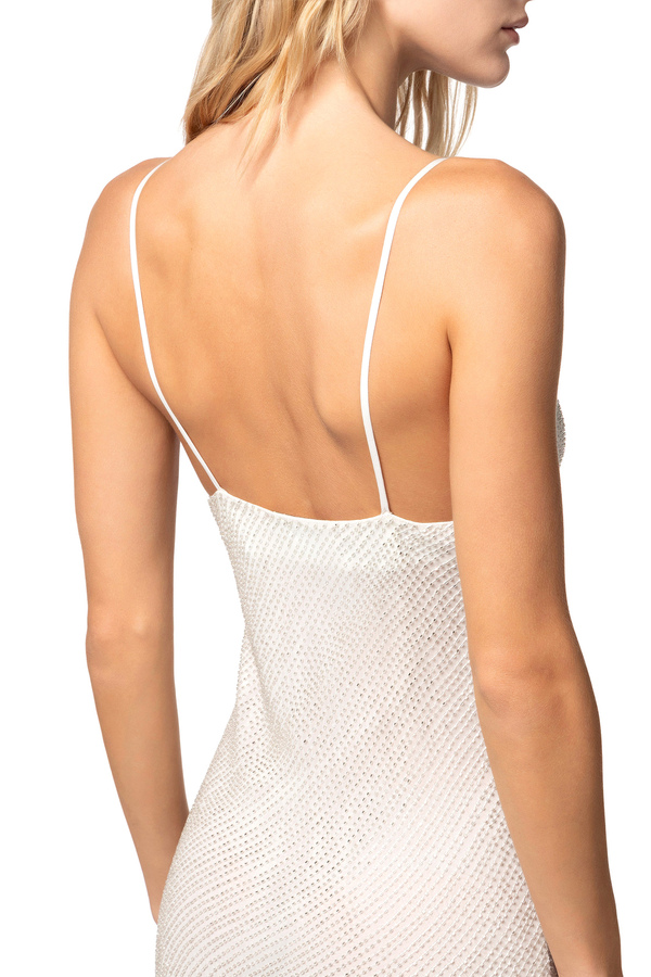 Red carpet dress in embroidered georgette - Elisabetta Franchi® Outlet